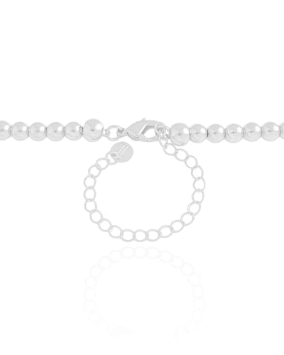 Choker Bolinhas Coração Liso Ródio Branco