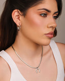 Gargantilha Snake Ferradura Cravejada Cristal Ródio Branco - 40 cm