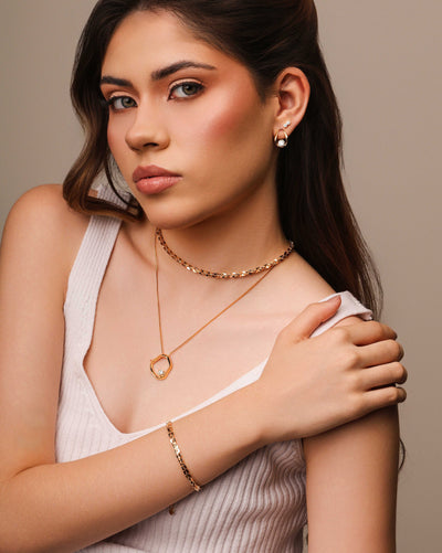 Colar Elos Quadrados 4 mm Banhado a Ouro 18K - 45 cm