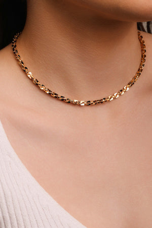 Gargantilha Elos Quadrados 4 mm Banhado a Ouro 18K - 45 cm