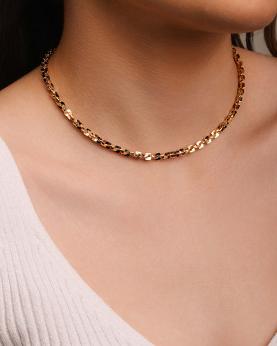 Colar Elos Quadrados 4 mm Banhado a Ouro 18K - 45 cm