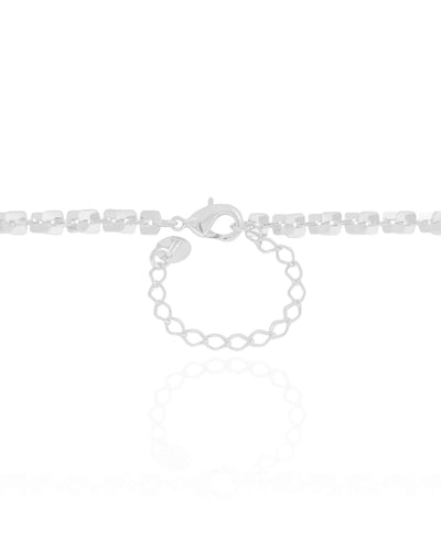 Colar Elos Quadrados 4 mm Ródio Branco - 45 cm