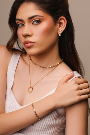 Gargantilha Veneziana Orgânico Vazado Ponto de Luz Cristal Banhado a Ouro 18K - 45 cm