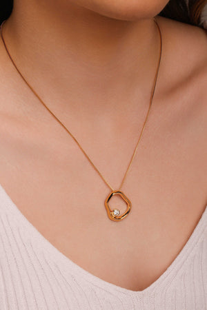 Gargantilha Veneziana Orgânico Vazado Ponto de Luz Cristal Banhado a Ouro 18K - 45 cm