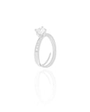 Anel Ponto de Luz Cravejado Cristal Tamanho 16 Ródio Branco