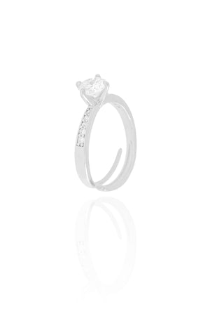 Anel Ponto de Luz Cravejado Cristal Tamanho 20 Ródio Branco