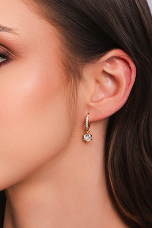 Trio de Argolas Pontos de Luz Cravejadas Cristal Banhado a Ouro 18K