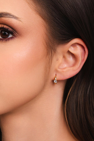 Trio de Argolas Pontos de Luz Cravejadas Cristal Banhado a Ouro 18K