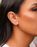 Brinco Ponto de Luz Triplo Cristal Banhado a Ouro 18K