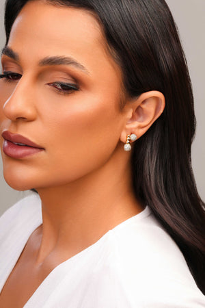 Brinco Bola Cravejada Cristal 7 mm Banhado a Ouro 18K