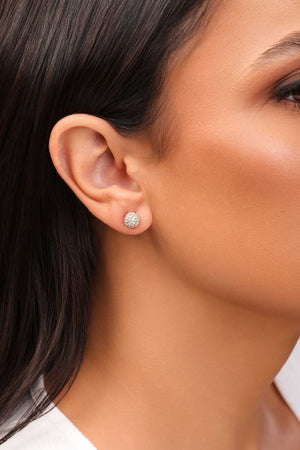 Brinco Bola Cravejada Cristal 7 mm Banhado a Ouro 18K