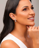 Brinco Bolas Lisas e Cravejada Cristal Ródio Branco