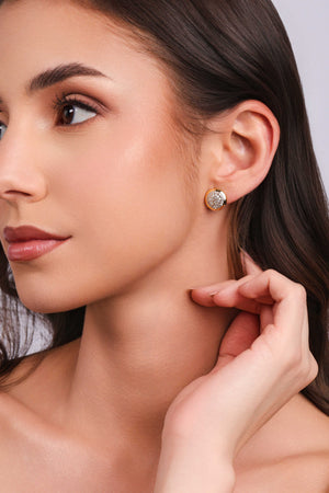 Brinco Redondo Cravejado Cristal 12 mm Banhado a Ouro 18K