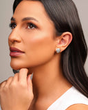 Brinco Redondo Cravejado Cristal 12 mm Ródio Branco