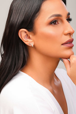 Brinco Argola Click Cravejada Cristal Gomos 1.0 cm Banhado a Ouro 18K