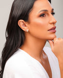 Brinco Argola Click Cravejada Cristal Gomos 1.0 cm Banhado a Ouro 18K