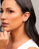 Brinco Retangular Cravejado Cristal Ródio Branco