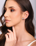 Brinco Gota Cravejada Cristal 1.1 cm Ródio Branco