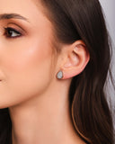 Brinco Gota Cravejada Cristal 1.1 cm Ródio Branco