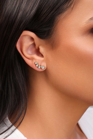 Ear Cuff Gotas Cravejadas Cristal Banhado a Ouro 18K