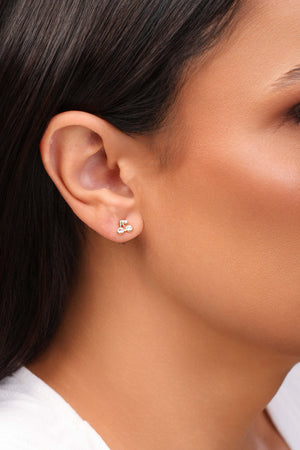 Brinco Cereja Pontos de Luz Cristal Banhado a Ouro 18K