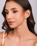 Brinco Gota Cravejada Cristal 6 cm Banhado a Ouro 18K