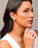 Brinco Orgânico Cravejado Cristal 1.5 cm Banhado a Ouro 18K