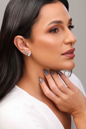 Brinco Gota Cristal 1.2 cm Ródio Branco