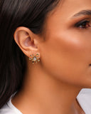 Brinco Orgânico Splash Ponto de Luz Oval Cristal Banhado a Ouro 18K