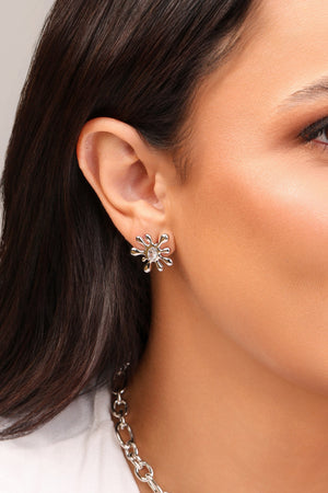 Brinco Orgânico Splash Ponto de Luz Oval Cristal Ródio Branco