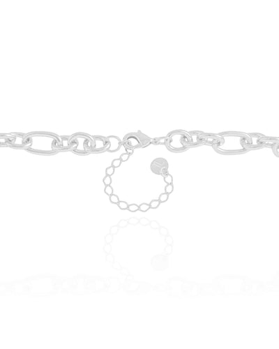 Choker Elos Ovais 8 mm Ródio Branco - 35 cm