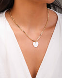 Gargantilha Elos Ovais Coração Madrepérola Banhado a Ouro 18K - 40 cm