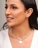 Gargantilha Elos Ovais Coração Madrepérola Ródio Branco - 40 cm