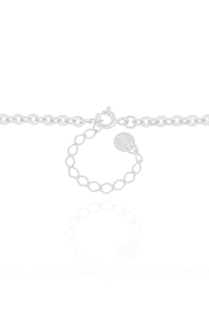 Gargantilha Elos Ovais Coração Madrepérola Ródio Branco - 40 cm