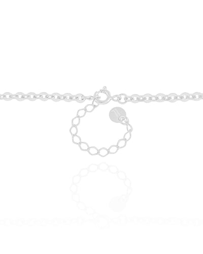 Colar Elos Ovais Coração Madrepérola Ródio Branco - 40 cm