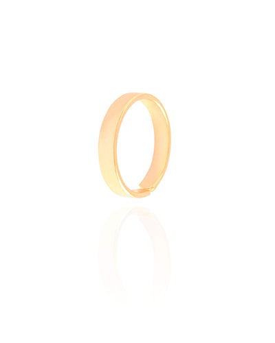 Anel Ajustável Liso 3 mm Tamanho M Banhado a Ouro 18K