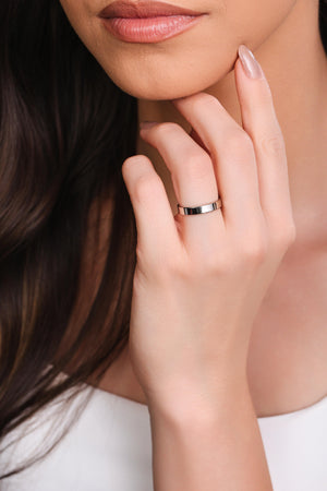 Anel Liso 3 mm Tamanho 14 Ródio Branco