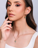 Brinco Argola Click Cravejada Colorida 1.1 cm Banhado a Ouro 18K