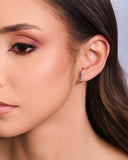 Ear Hook Cravejado Colorido 1.9 cm Ródio Branco