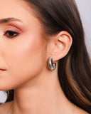 Brinco Argola Tubo Mola ABS  2.5 cm Ródio Branco