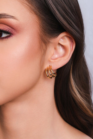 Brinco Argola Filetes Orgânicos 1.6 cm Banhado a Ouro 18K