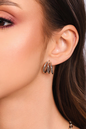 Brinco Argola Filetes Orgânicos 1.6 cm Ródio Branco