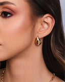 Brinco Gota Orgânica Lisa Banhado a Ouro 18K