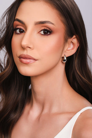 Brinco Gota Orgânica Lisa Ródio Branco