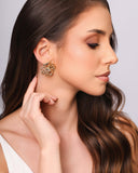 Brinco Flor Dupla Ponto de Luz Cristal Banhado a Ouro 18K