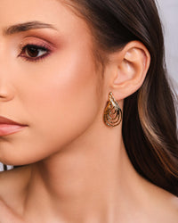 Brinco Gota Filetes Torcidos Banhado a Ouro 18K