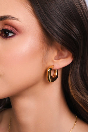 Brinco Argola Quadrada Lisa ABS 2.6 cm Banhado a Ouro 18K