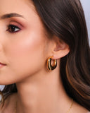 Brinco Argola Quadrada Lisa ABS 2.6 cm Banhado a Ouro 18K