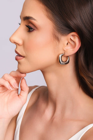 Brinco Argola Quadrada Lisa ABS 2.6 cm Ródio Branco