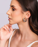 Brinco Argola Quadrada Lisa ABS 2.6 cm Ródio Branco